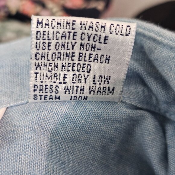 Womens Sz M/L P Blue Cotton Christmas Button Up Shirt Holidays Bells Festive - Picture 10 of 12